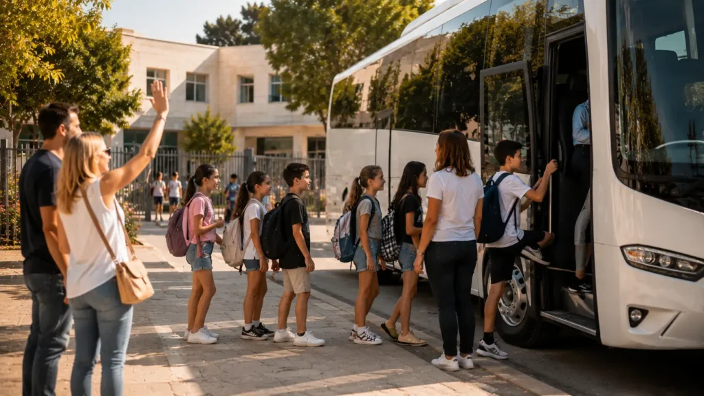 אוטובוס להסעות תלמידים מחוץ לבית ספר בסיום יום הלימודים - הסעות השחף VIP
