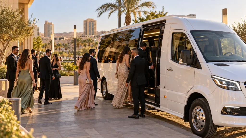 איסוף אורחים להסעה לחתונה בדרום - הסעות השחף VIP